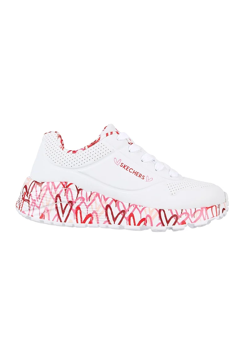 Pantofi sport de piele ecologica Uno Lite - Lovely Luv, Rosu/Alb optic