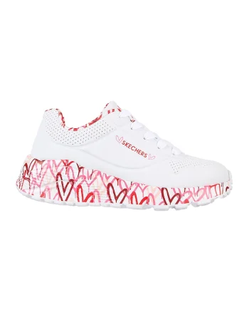 Pantofi sport de piele ecologica Uno Lite - Lovely Luv, Rosu/Alb optic