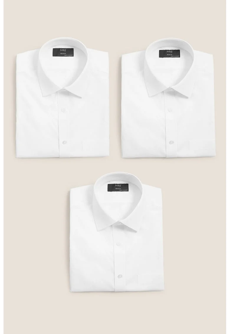 Set de camasi regular fit - 3 piese, Alb