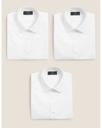Set de camasi regular fit - 3 piese, Alb