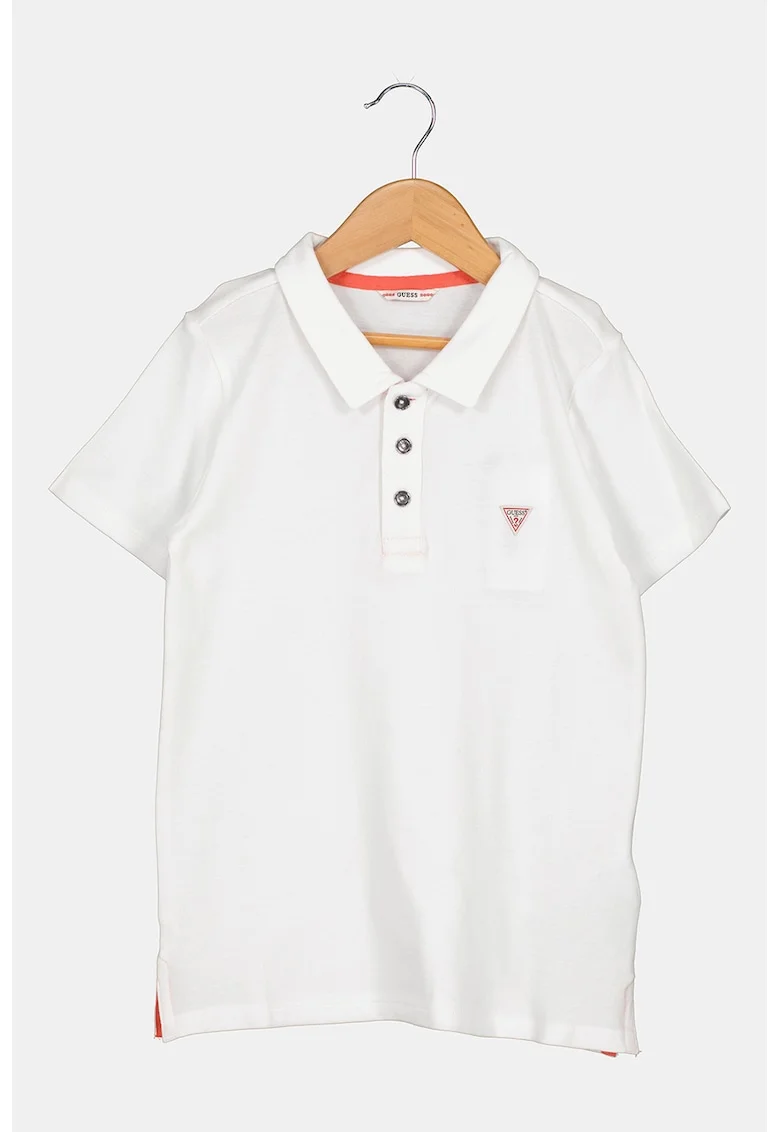 Tricou polo cu logo discret, Alb