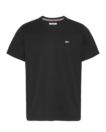 Tricou de bumbac organic cu decolteu la baza gatului, Negru