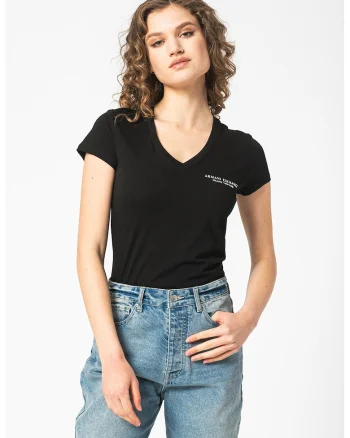 Tricou slim fit cu decolteu in V, Negru