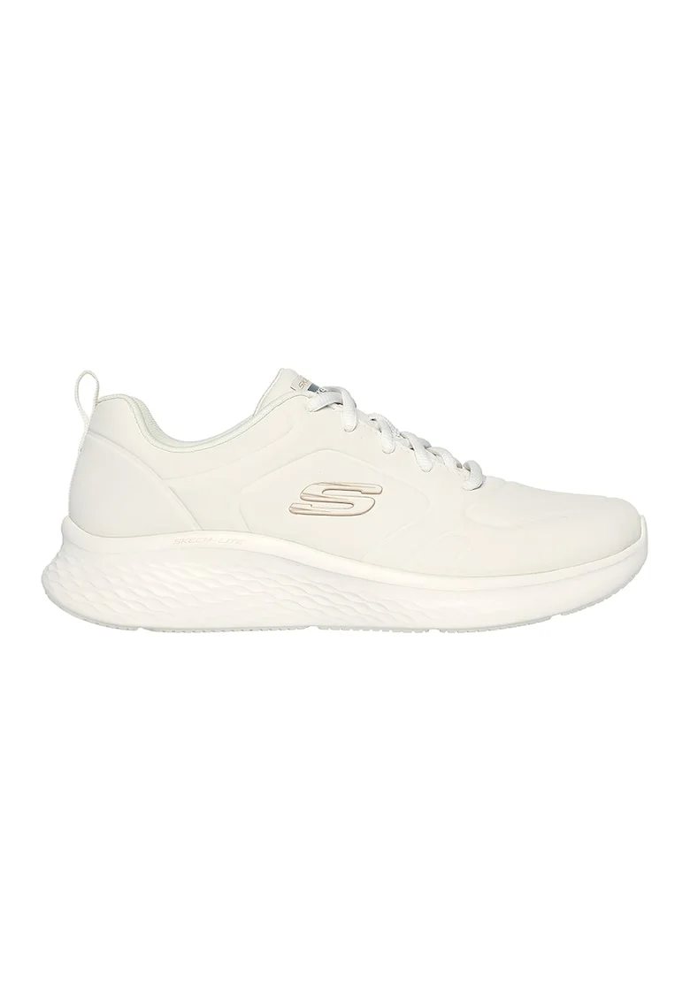 Pantofi sport din piele ecologica si material textil Skechlite, Alb murdar