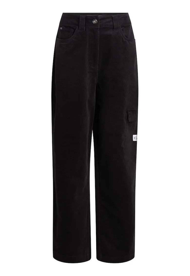 Pantaloni cargo cu talie inalta, Negru