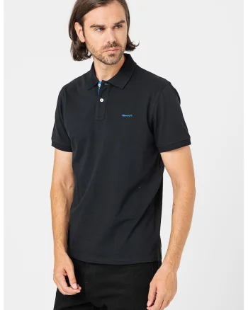 Tricou polo din amestec de bumbac, Negru/Albastru royal