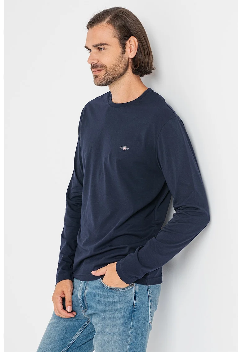 Bluza uni cu decolteu la baza gatului, Bleumarin