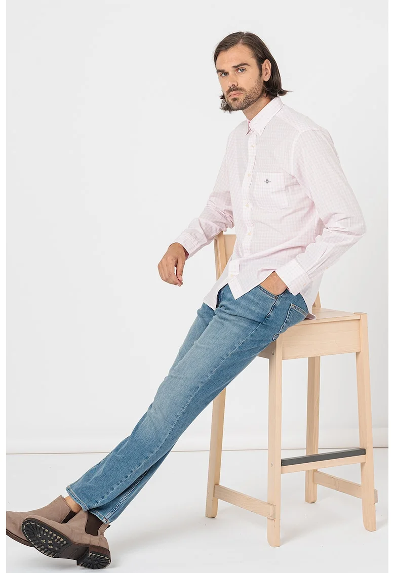 Camasa din bumbac Gingham, Alb/Roz deschis