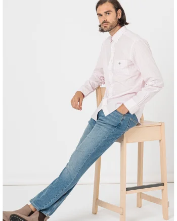 Camasa din bumbac Gingham, Alb/Roz deschis