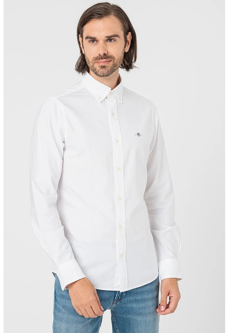 Camasa slim fit din bumbac, Alb