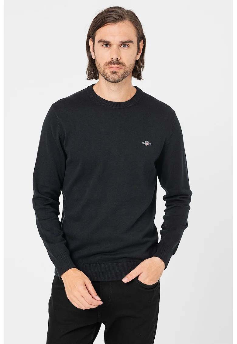 Pulover din bumbac Classic, Negru
