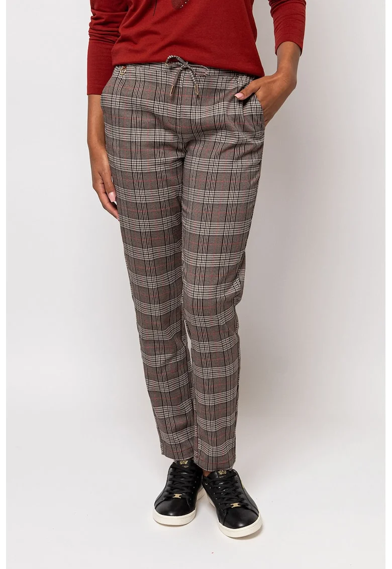 Pantaloni cu model si buzunare Filly, Rosu/Maro/Gri