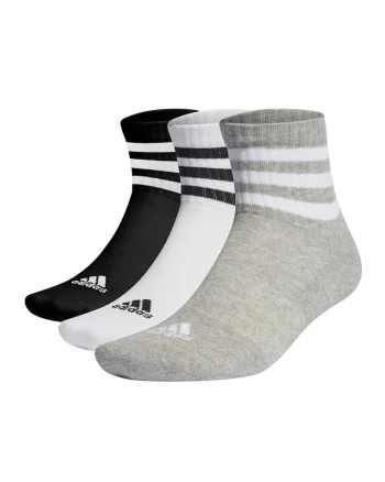 Set de sosete scurte unisex in dungi - 3 perechi, Negru/Gri melange/Alb optic