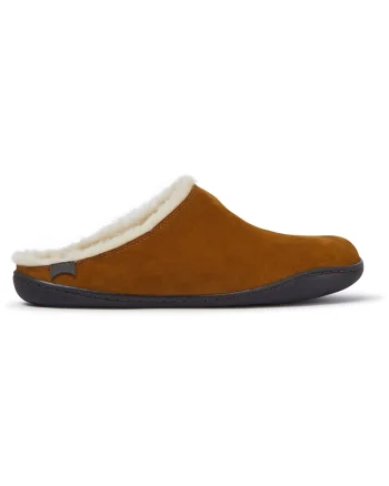 Papuci de casa de piele intoarsa Peu Cami 635, Maro