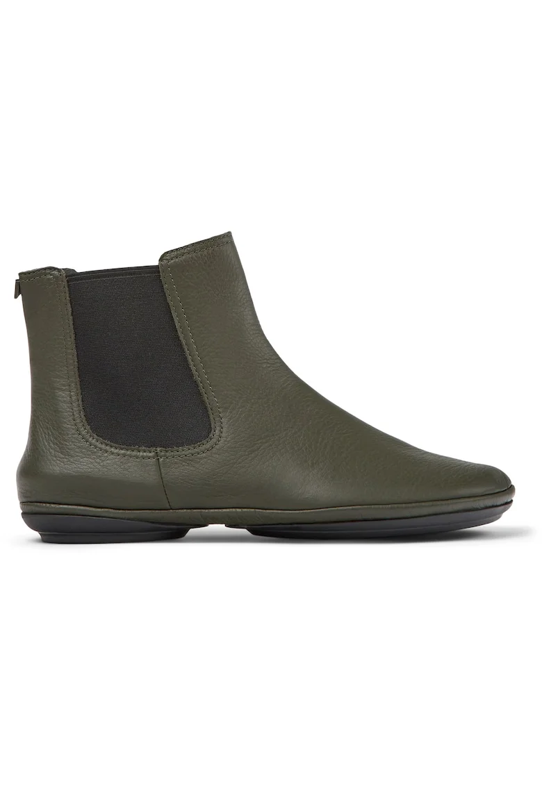 Ghete Chelsea de piele cu segmente textile Right Nina 1313, Verde masliniu