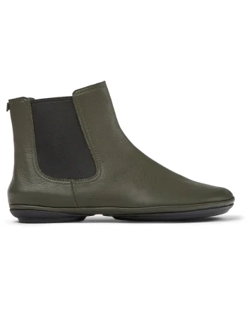 Ghete Chelsea de piele cu segmente textile Right Nina 1313, Verde masliniu