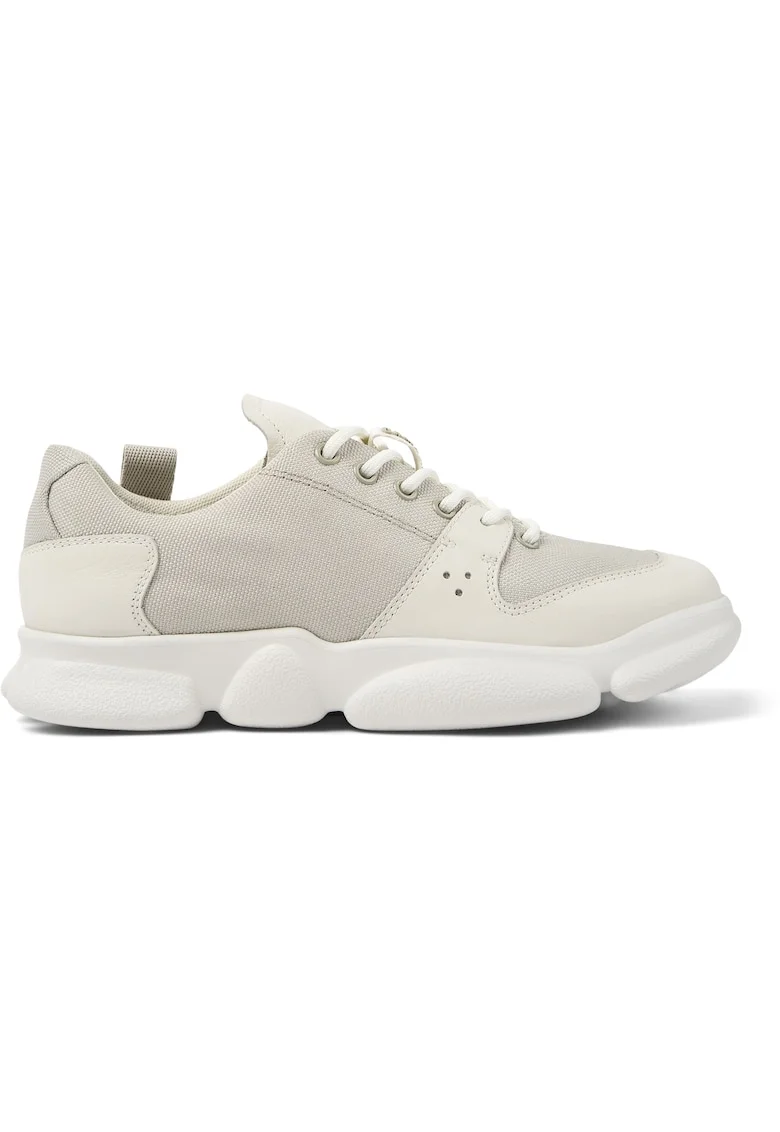 Pantofi sport cu garnituri din piele nabuc Karst 1195, Alb/Gri