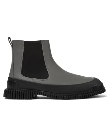 Ghete Chelsea de piele cu segmente textile Pix 439, Gri