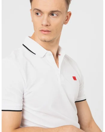 Tricou polo slim fit Deresino, Alb/Negru