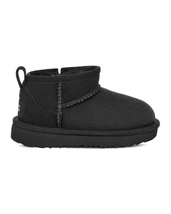 Ghete rezistente la apa din piele intoarsa Classic Ultra Mini, Negru
