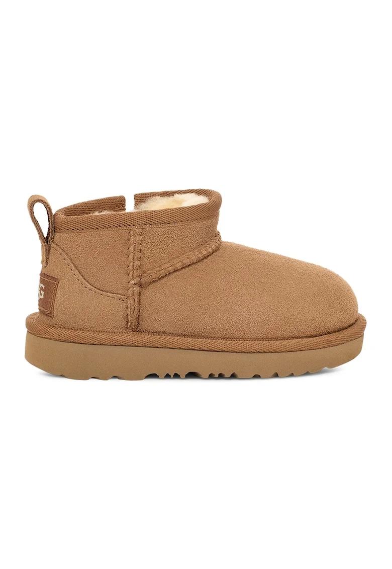 Ghete rezistente la apa din piele intoarsa Classic Ultra Mini, Caramel