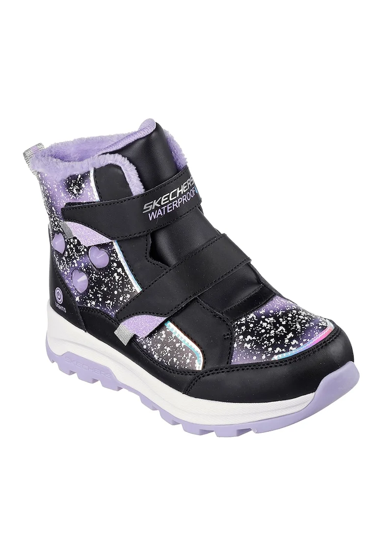 Ghete impermeabile cu inchidere velcro Stormblazer, Negru/Albastru lavanda