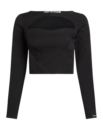 Bluza crop cu decupaj, Negru