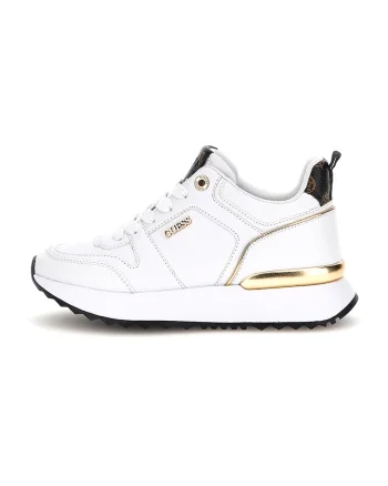 Pantofi sport de piele ecologica cu logo, Alb