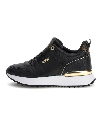 Pantofi sport de piele ecologica cu logo, Negru