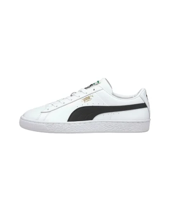 Pantofi sport unisex de piele Basket Classic, Alb/Negru