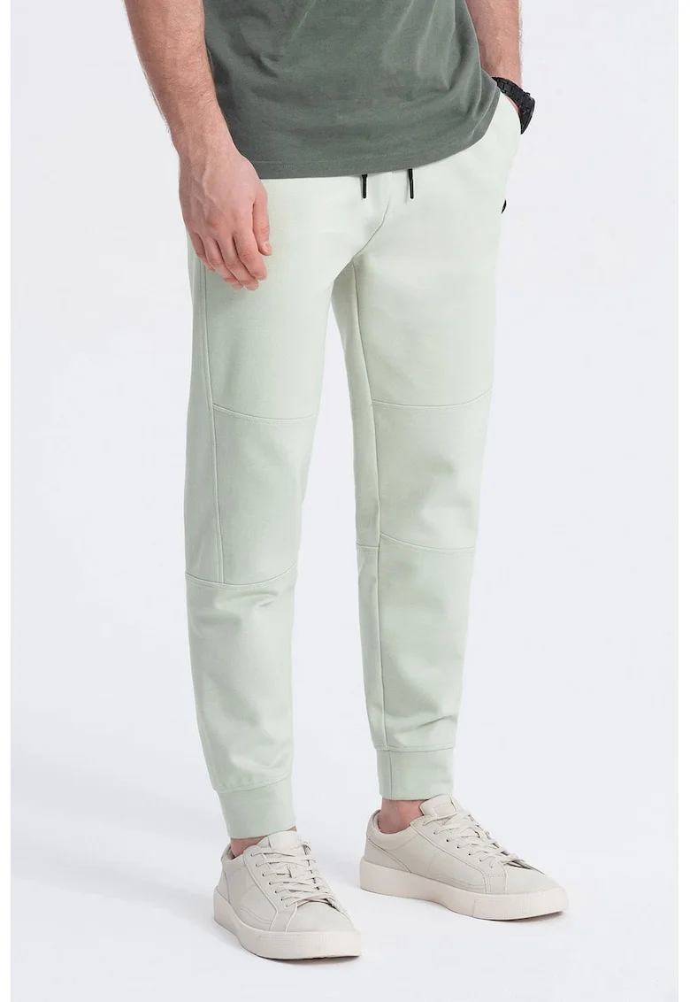 Pantaloni de trening cu buzunare cu fermoar, Verde pal