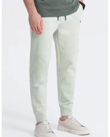 Pantaloni de trening cu buzunare cu fermoar, Verde pal