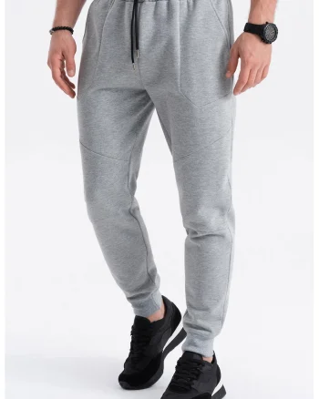Pantaloni de trening cu talie ajustabila, Gri deschis melange