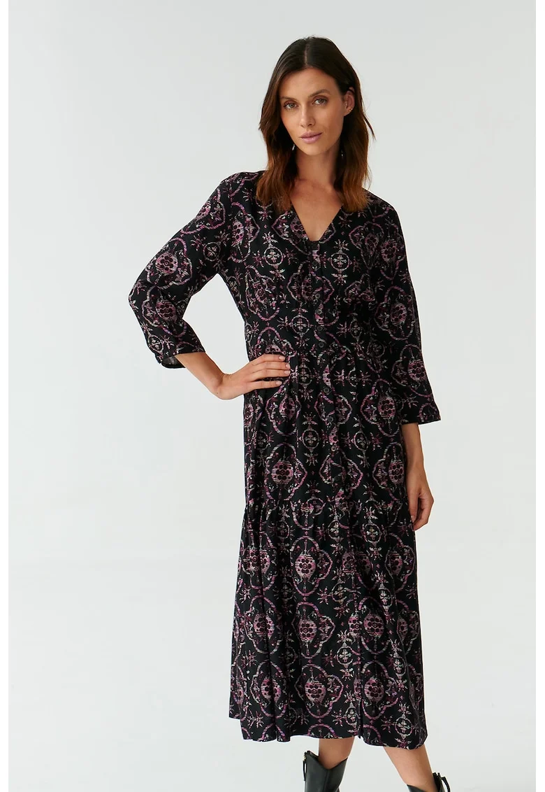 Rochie evazata cu maneci 3/4 Kamdi, Negru