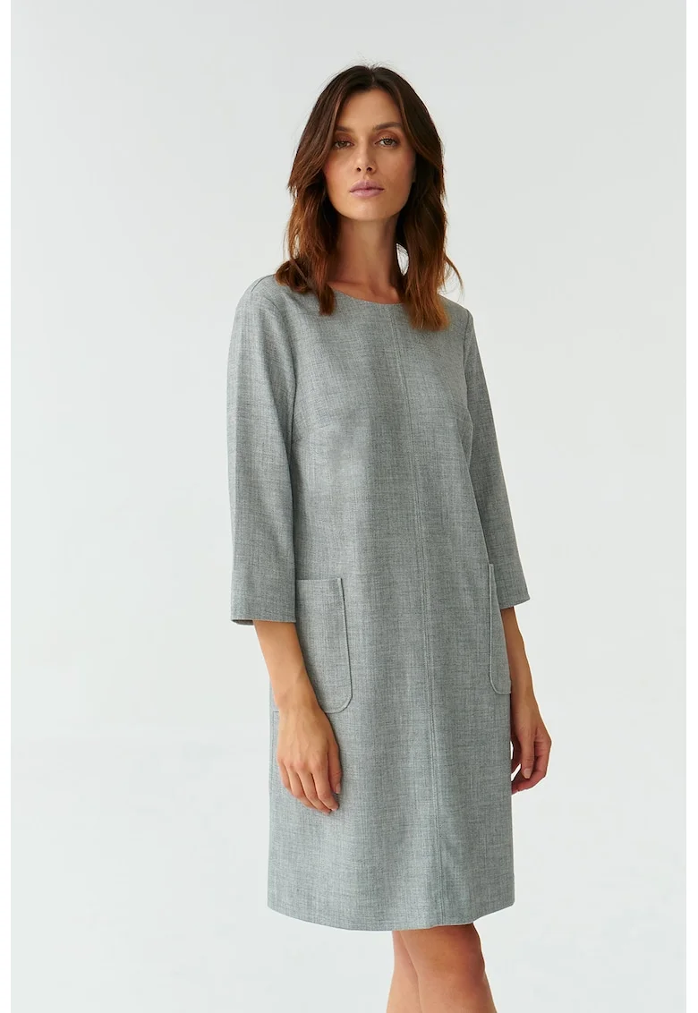 Rochie cu maneci 3/4 cu buzunare aplicate Skapi, Gri