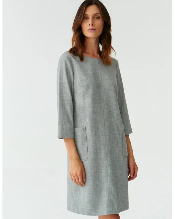 Rochie cu maneci 3/4 cu buzunare aplicate Skapi, Gri