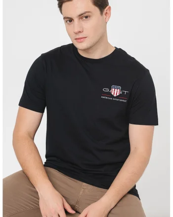 Tricou regular fit din bumbac cu broderie logo, Negru