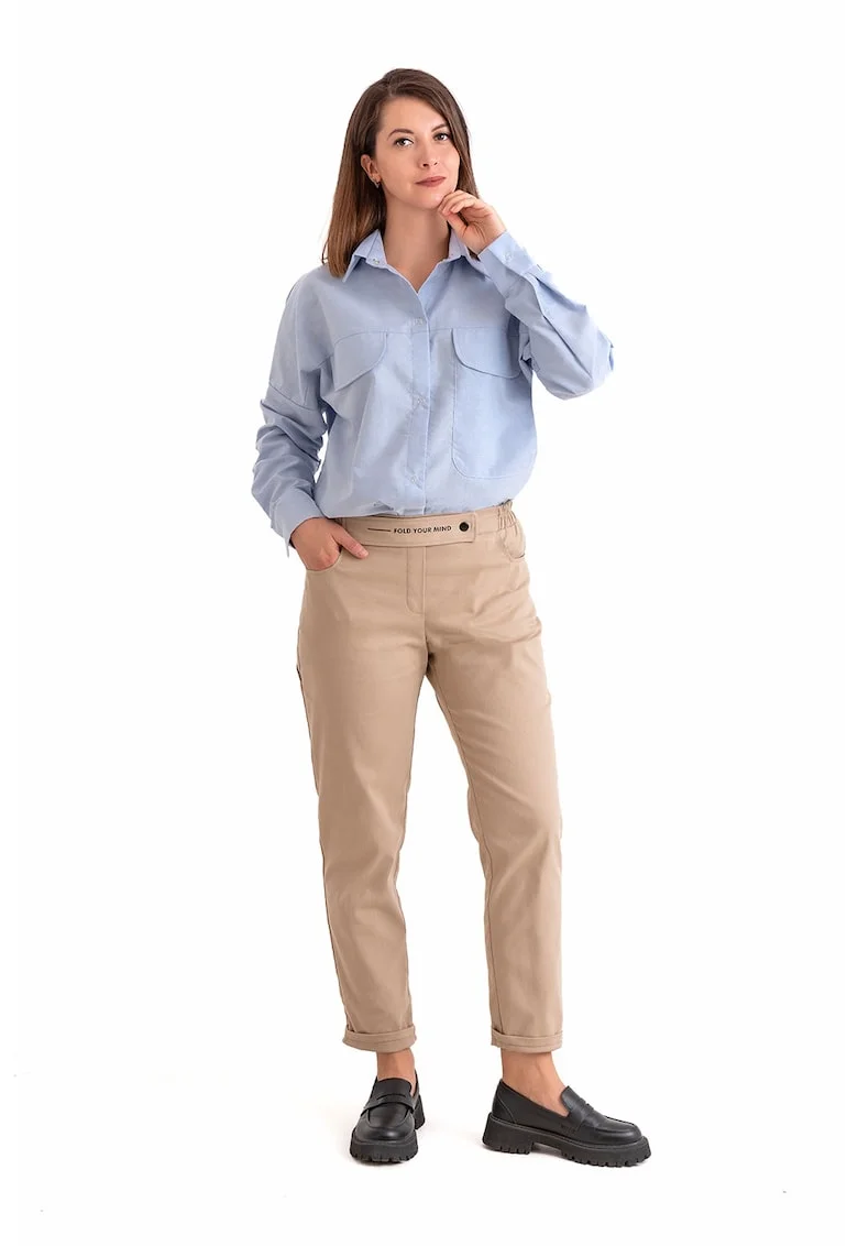 Pantaloni cu talie elastica, Bej