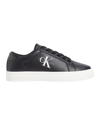 Pantofi sport low-cut de piele si piele ecologica, Negru