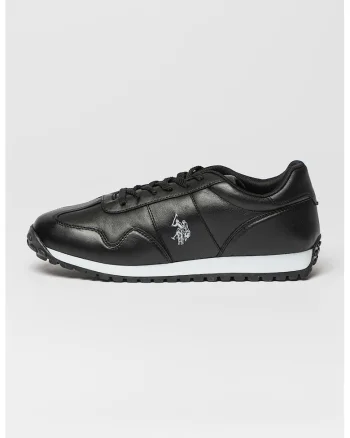 Pantofi sport din piele ecologica cu logo, Negru