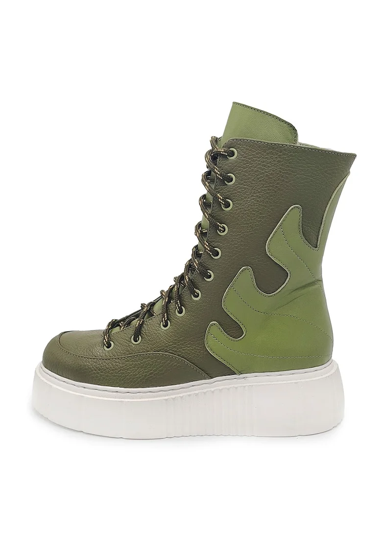 Ghete de piele Monstera, Verde