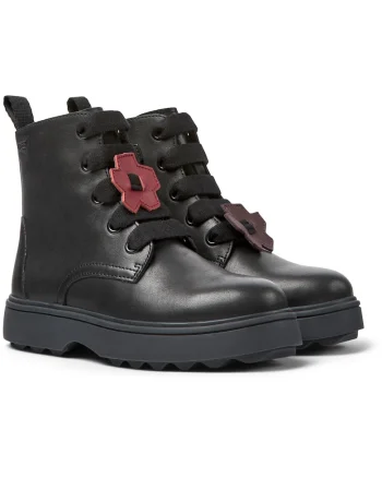 Ghete de piele cu detalii logo Norte Twins 1725, Negru