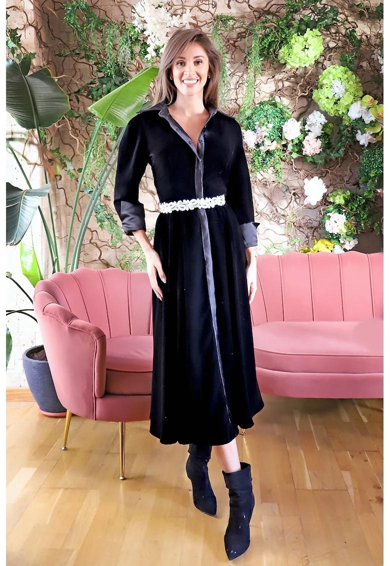 Rochie cu nasturi Onix, Negru
