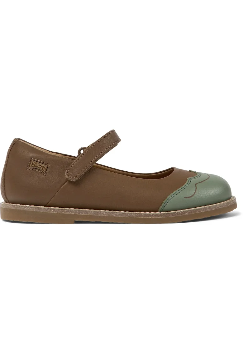 Balerini Mary Jane din piele Savina Twins 8515, Verde/Maro