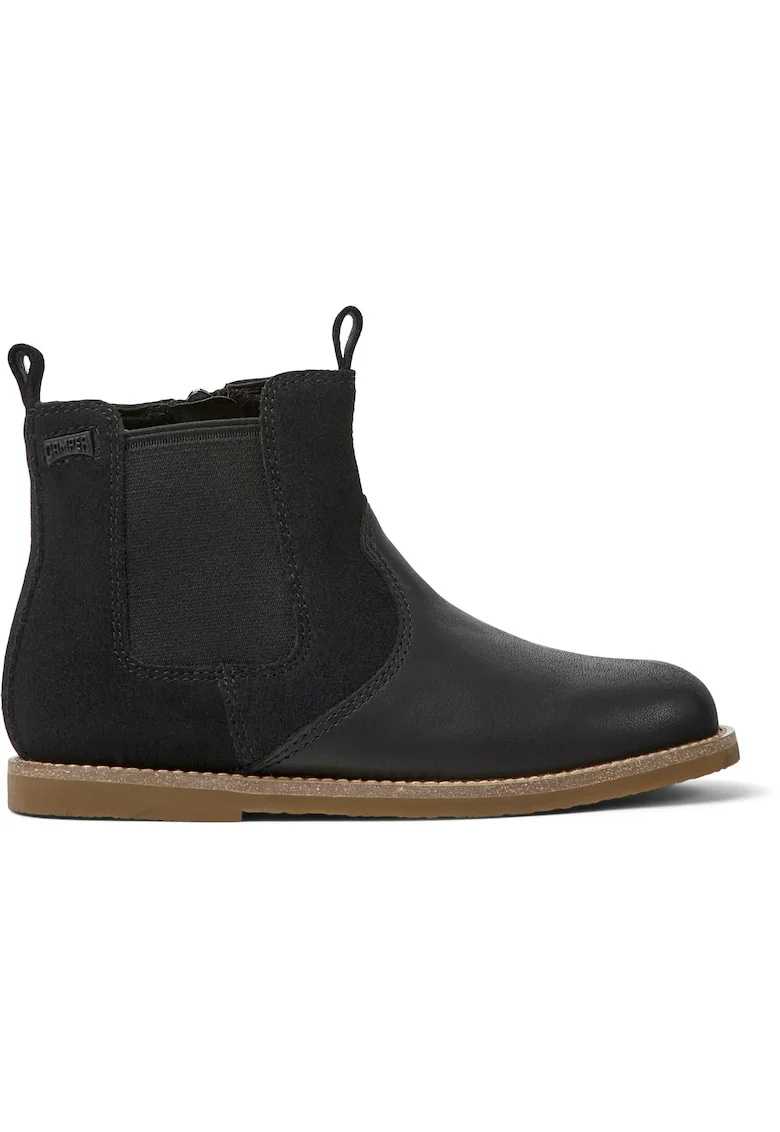 Ghete Chelsea din piele intoarsa si piele Savina 8549, Negru