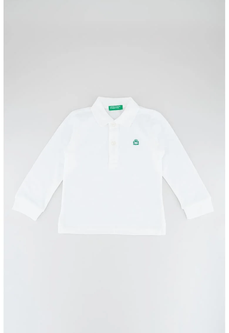 Bluza polo din pique de bumbac organic, Alb optic