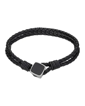 Bratara de piele cu model, Negru