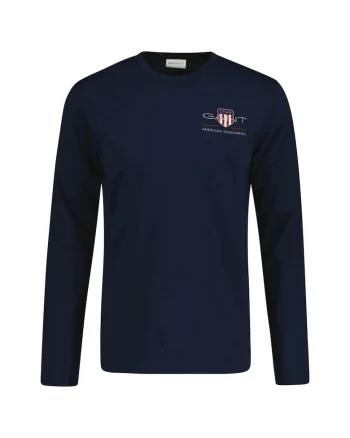Bluza regular fit cu decolteu la baza gatului Shield, Albastru