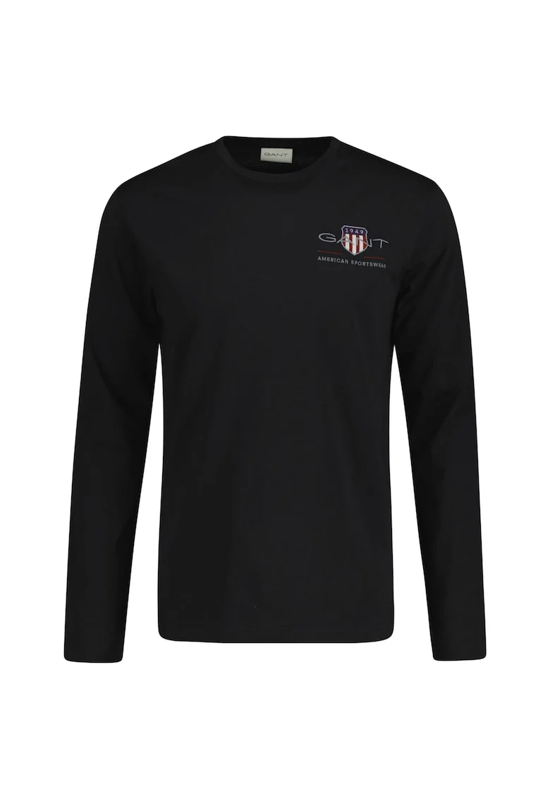 Bluza regular fit cu decolteu la baza gatului Shield, Negru