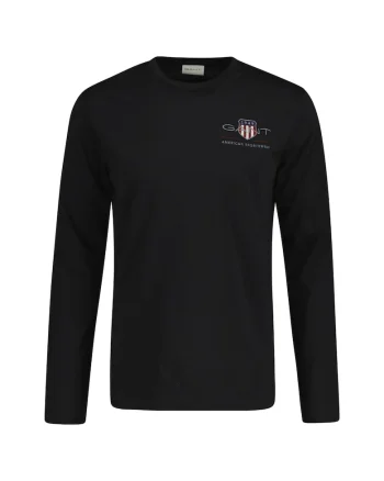 Bluza regular fit cu decolteu la baza gatului Shield, Negru